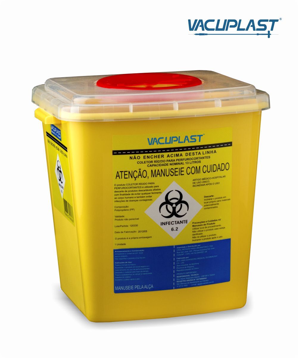 Coletor rígido para perfurocortante  13 litros